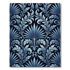 Deep Blue Acanthus Leaf Scroll Rug