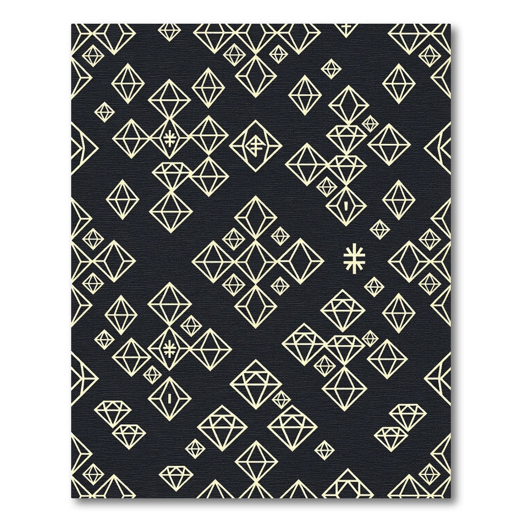 Cream Diamond Tessellation Dark Background Rug