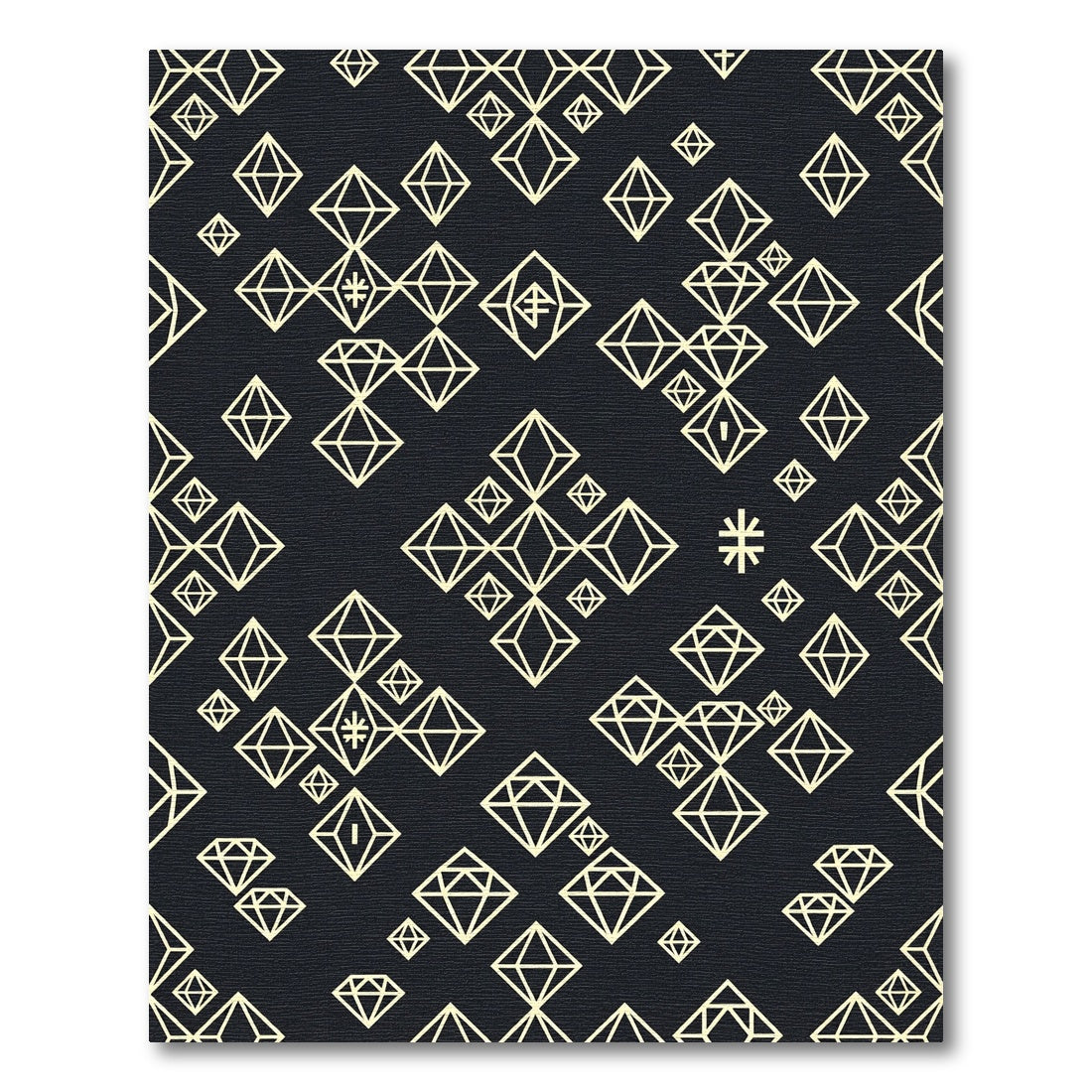 Cream Diamond Tessellation Dark Background Rug