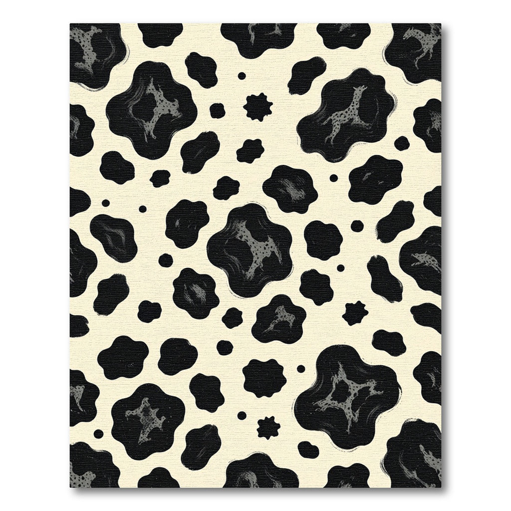 Abstract Black Spotted Animal Ivory Rug
