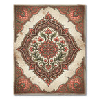 Coral And Sage Floral Medallion Detail Rug