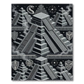 Monochrome Aztec Pyramid Celestial Geometry Rug