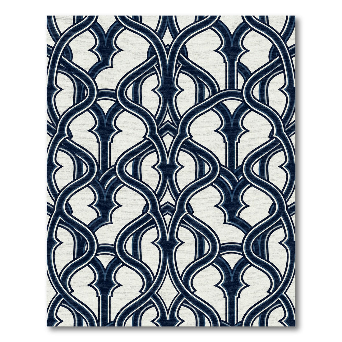 Midnight Blue Interlocking Ornate Swirl Rug
