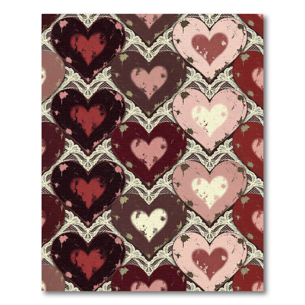 Vintage Distressed Heart Lace Tapestry Rug