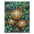 Art Deco Golden Protea Tropical Foliage Rug