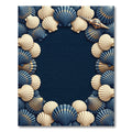 Coastal Navy and Cream Shell Border Rug