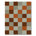 Modern Earthy Toned Checked Grid Area Rug