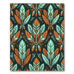 Teal and Orange Southwestern Feather Tapestry Rug