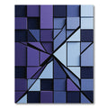 Modern Indigo Geometric Square Block Rug