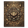 Ornate Golden Lotus Blossom Frame Rug