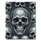 Monochrome Silver Gothic Skull Mosaic Rug
