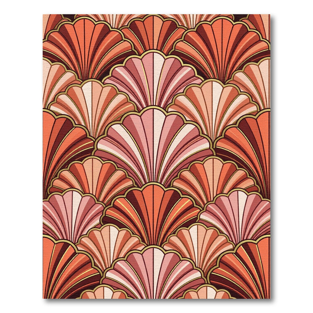 Art Deco Terracotta Shell Fan Rug