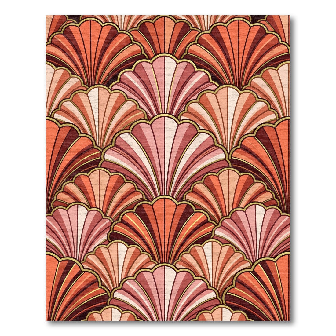 Art Deco Terracotta Shell Fan Rug