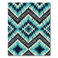 Teal and Navy Ikat Diamond Chevron Rug