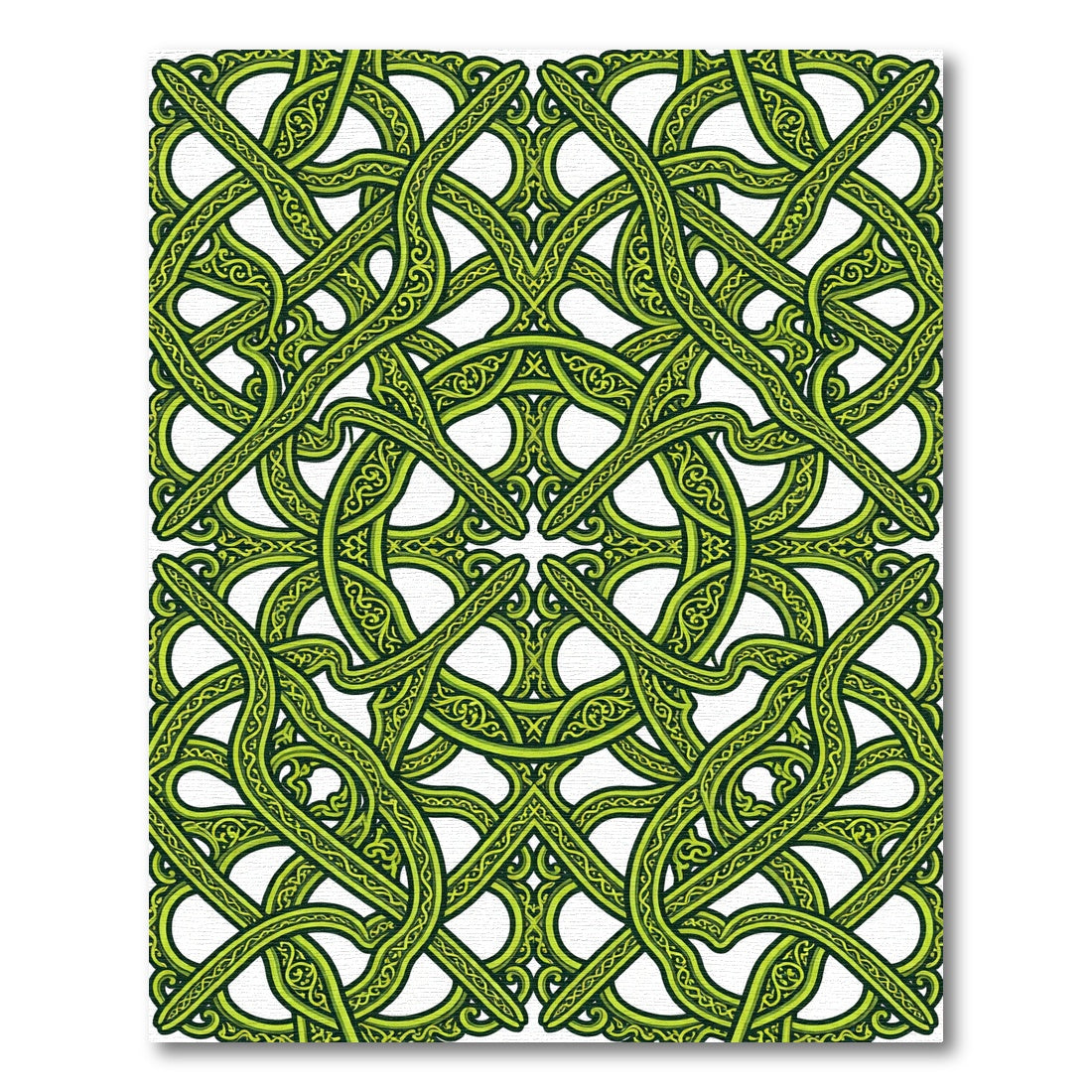 Vibrant Green Intertwined Knotwork Rug