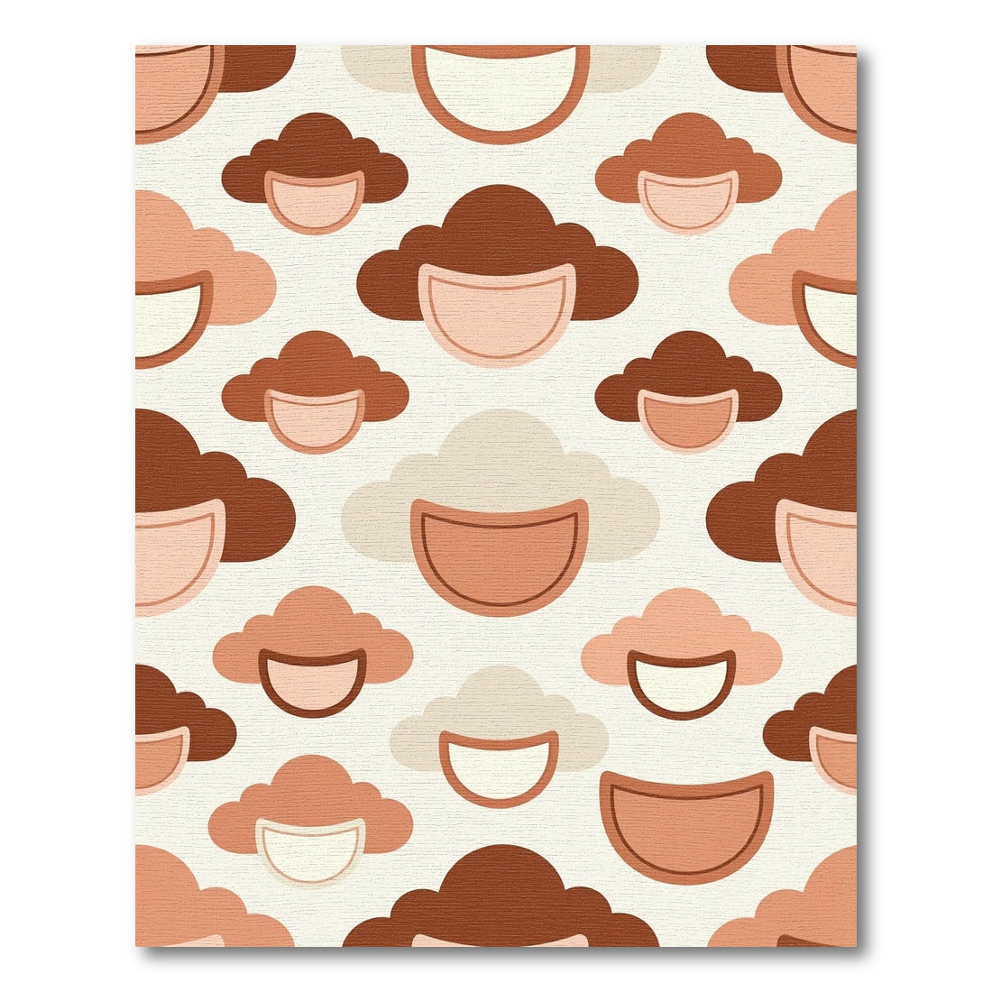 Mid-Century Earth Tone Cloud Faces Rug