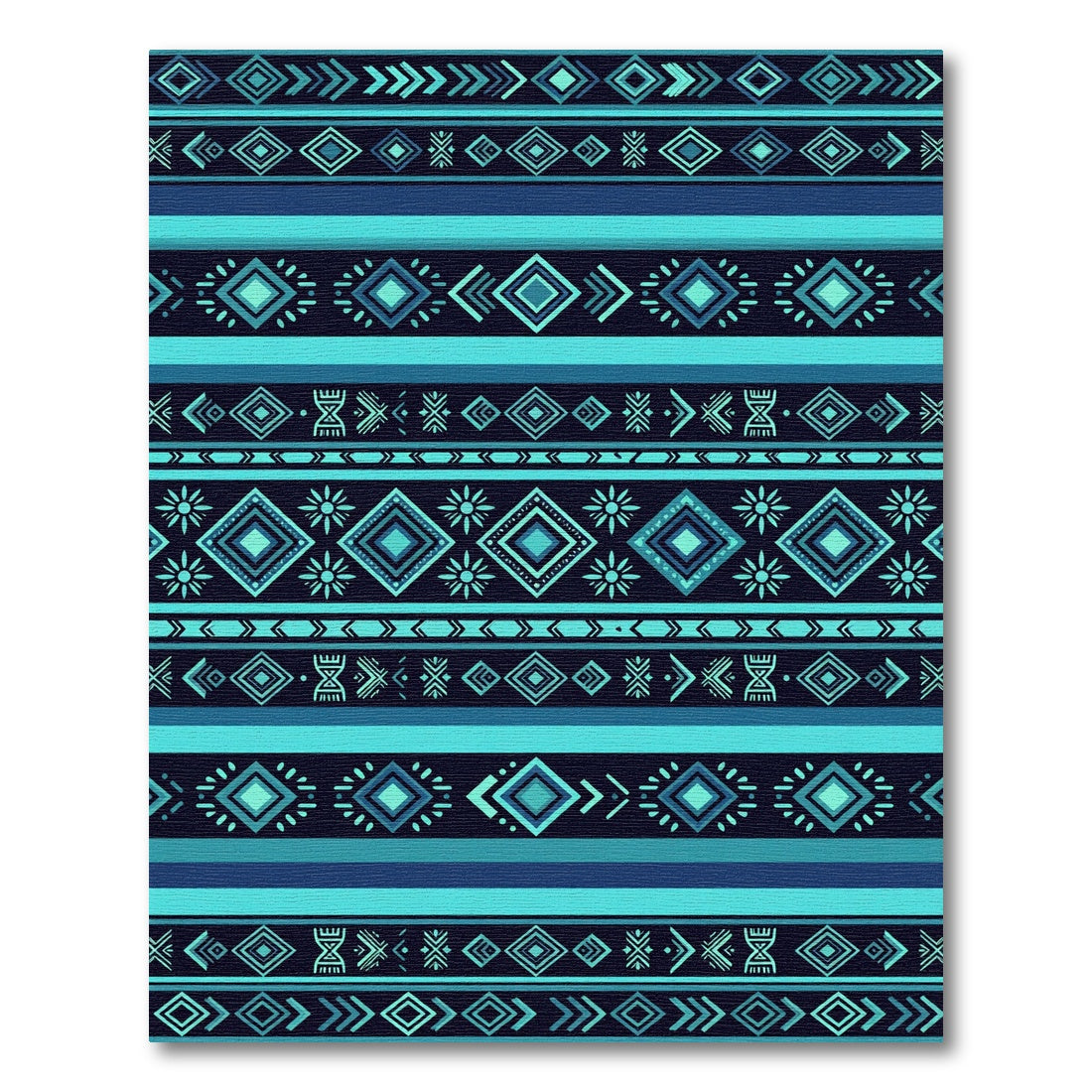 Teal Geometric Aztec Diamond Stripe Rug