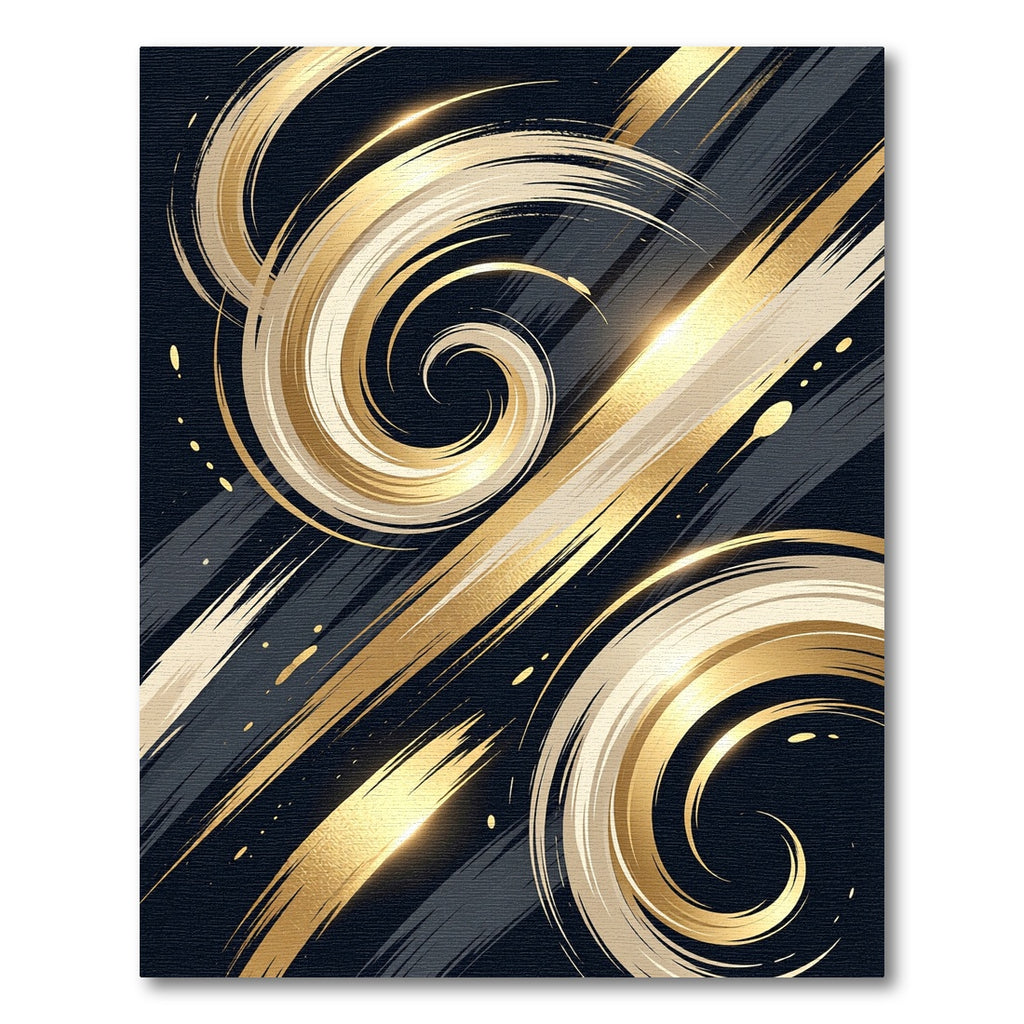 Golden Abstract Swirl Wave Liquid Art Rug