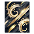 Golden Abstract Swirl Wave Liquid Art Rug