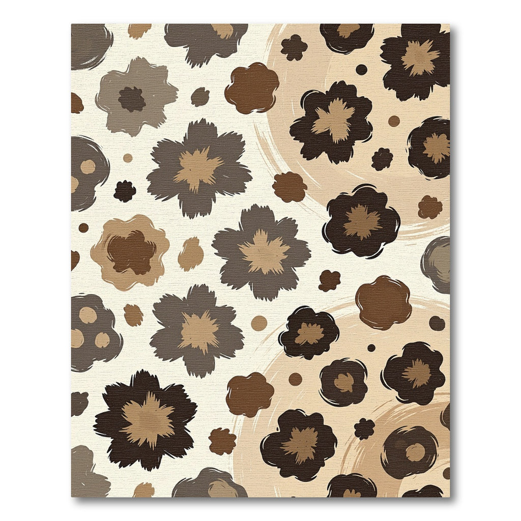 Earthy Brown Floral Burst Arrangement Rug