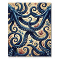 Intricate Navy Octopus Tentacle Sea Floor Rug