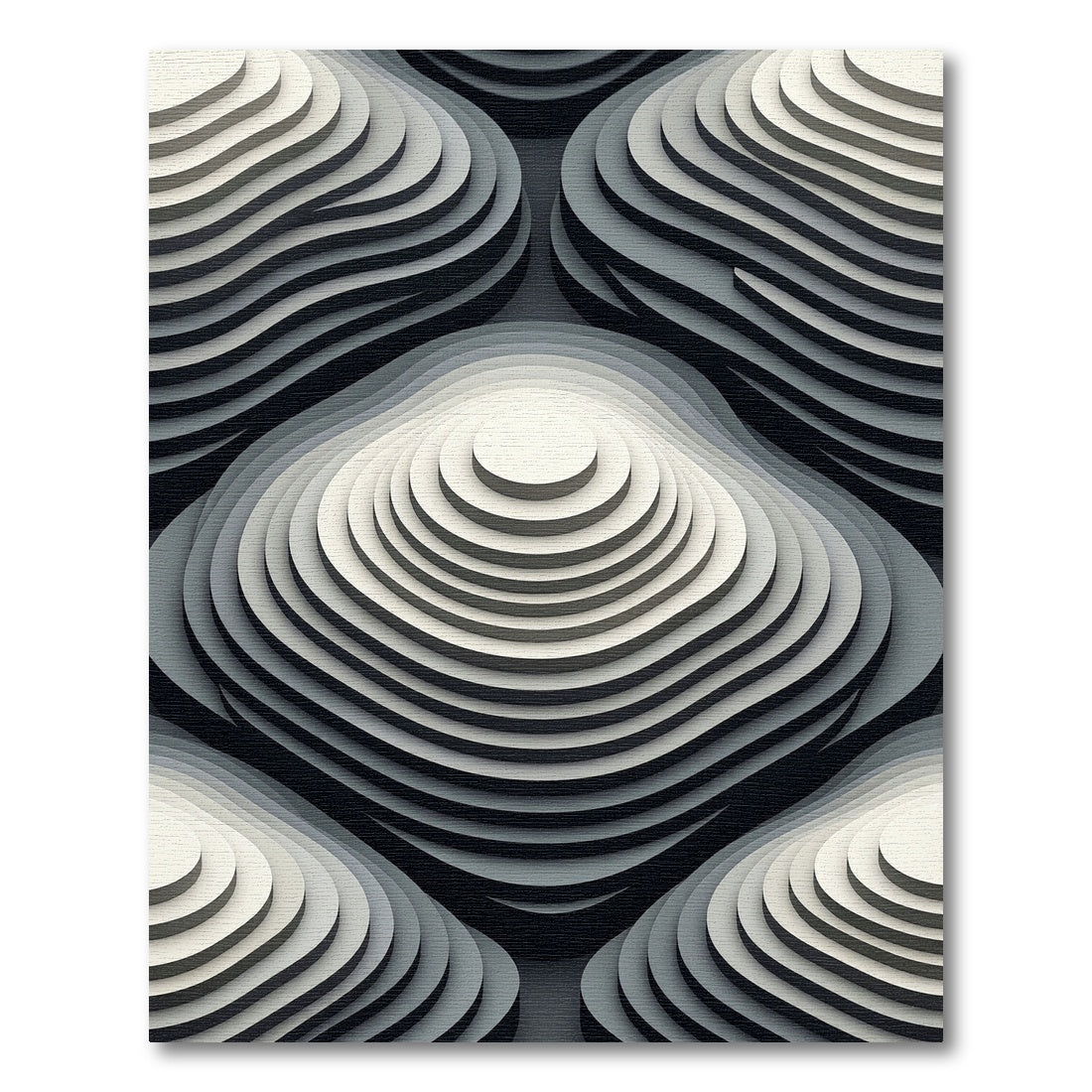 Monochrome Gradient Concentric Geometric Relief Rug