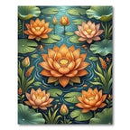 Golden Lotus Floral Pond Art Rug