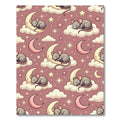 Whimsical Sleeping Mouse Celestial Crescent Cloud Rug