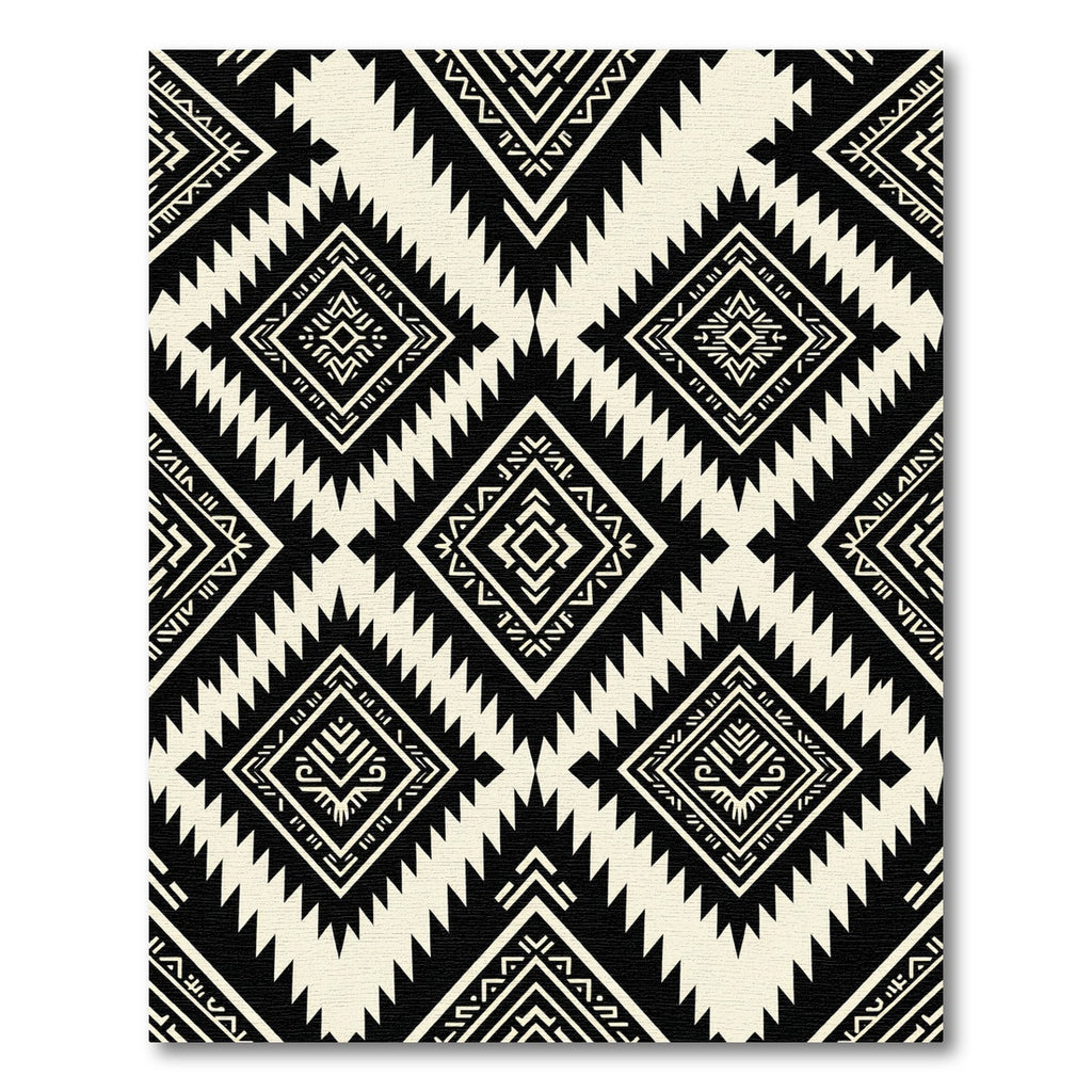 Bold Black and Ivory Geometric Diamond Rug