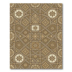 Earthy Brown Floral Geometric Lattice Rug