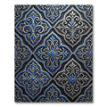 Elegant Silver Blue Damask Scroll Rug