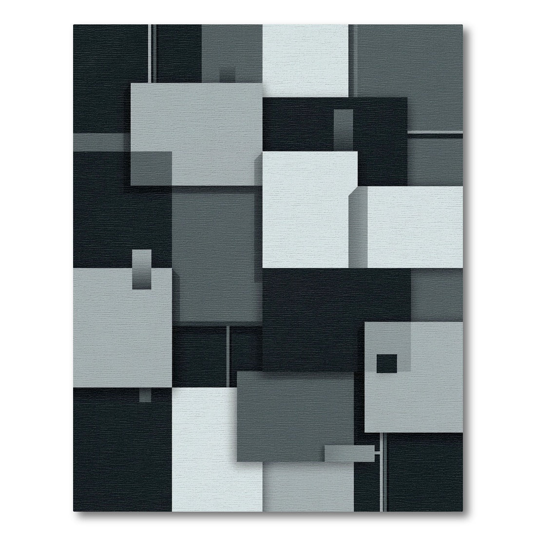 Monochrome Geometric Blocks Composition Rug