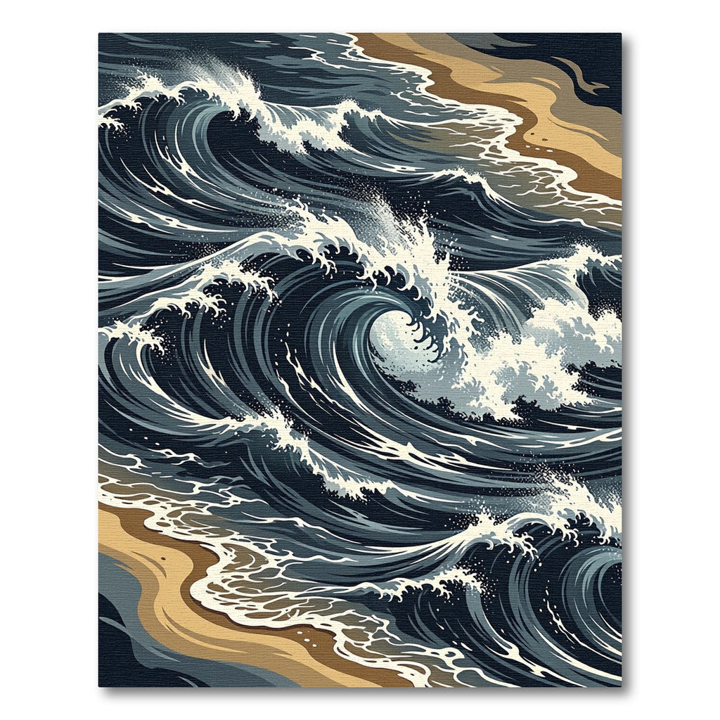Dramatic Deep Blue Ocean Wave Rug