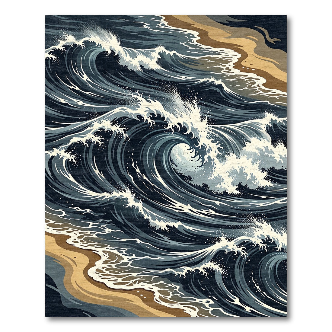 Dramatic Deep Blue Ocean Wave Rug