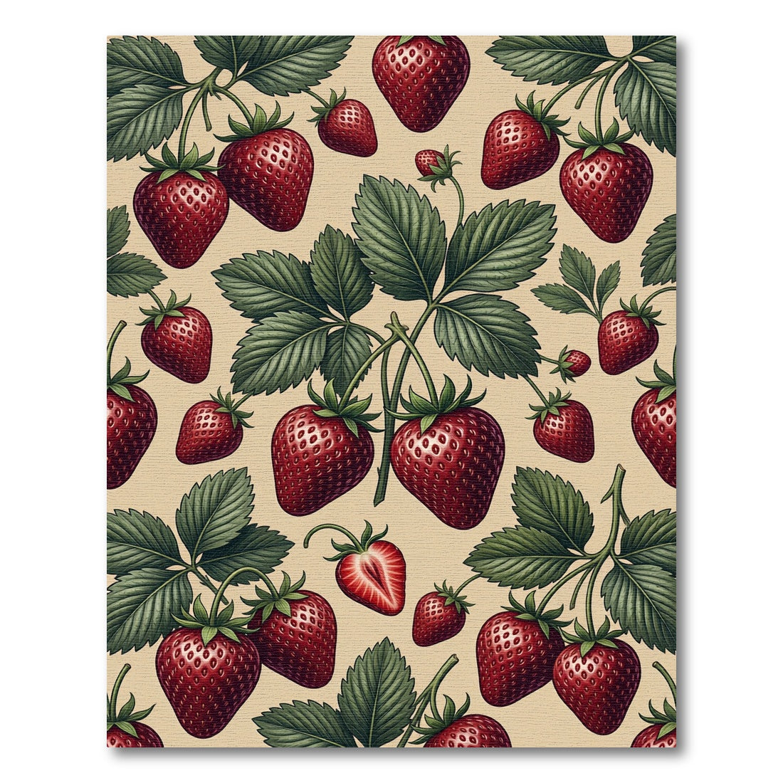 Botanical Crimson Strawberry Garden Harvest Rug