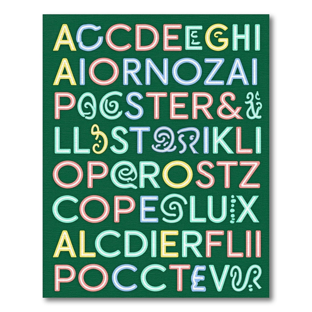 Alphabet Collage In Pastel Colors Rug