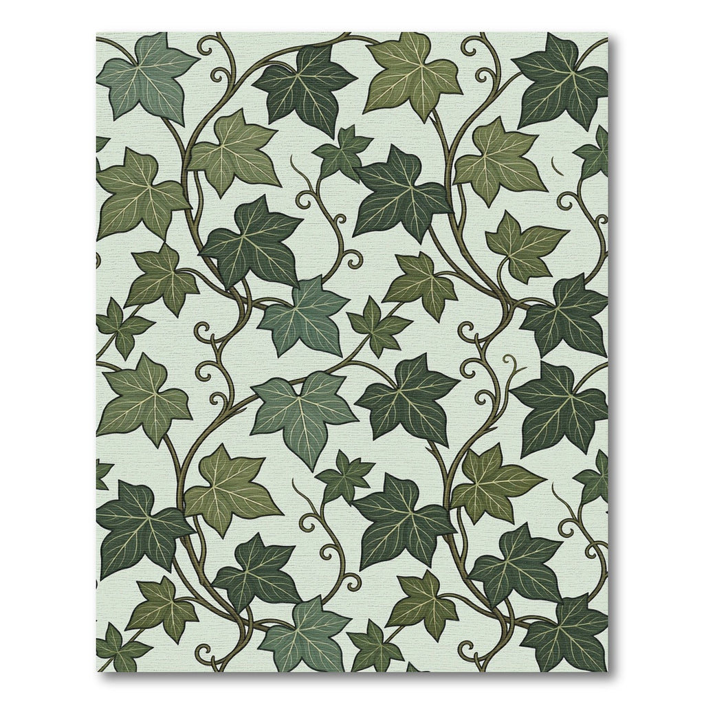 Botanical Sage Green Ivy Vine Illustration Rug