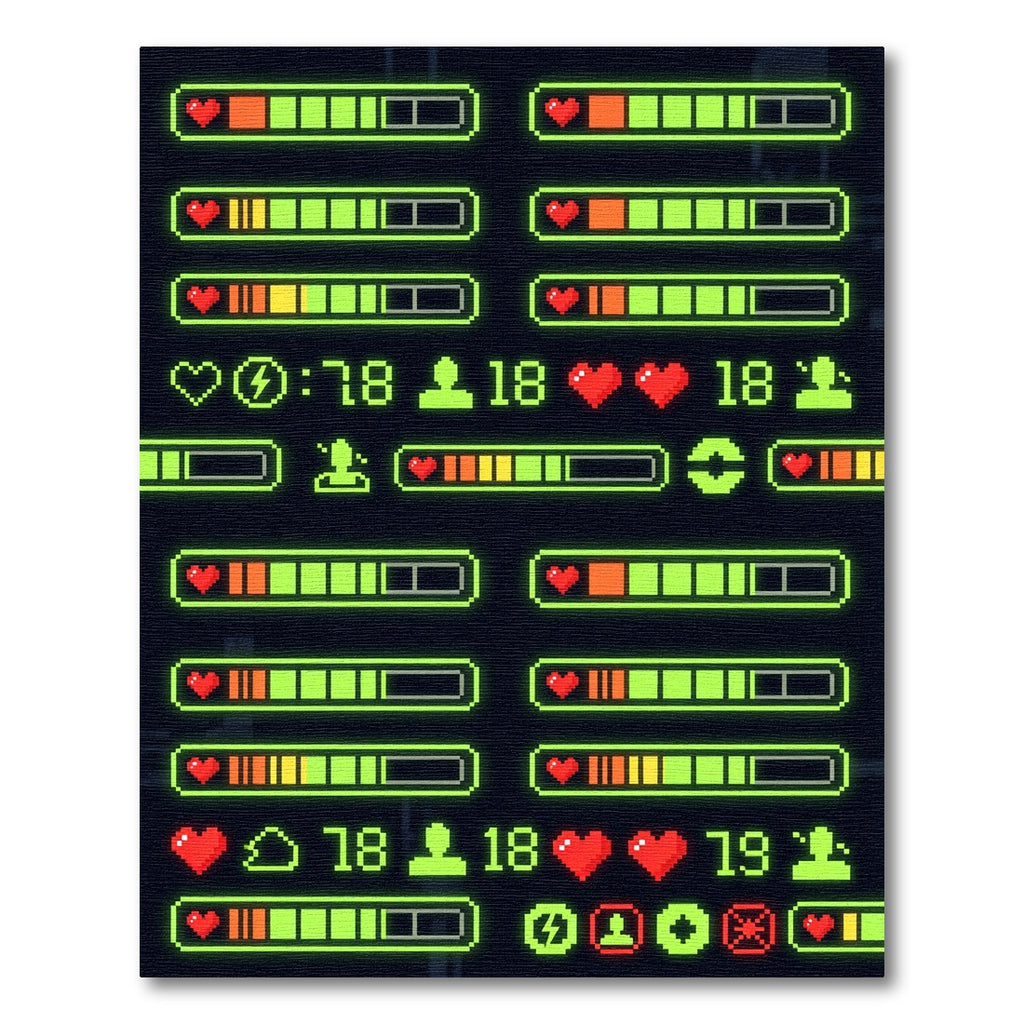 Neon Pixel Pulse Gaming Interface HUD Rug