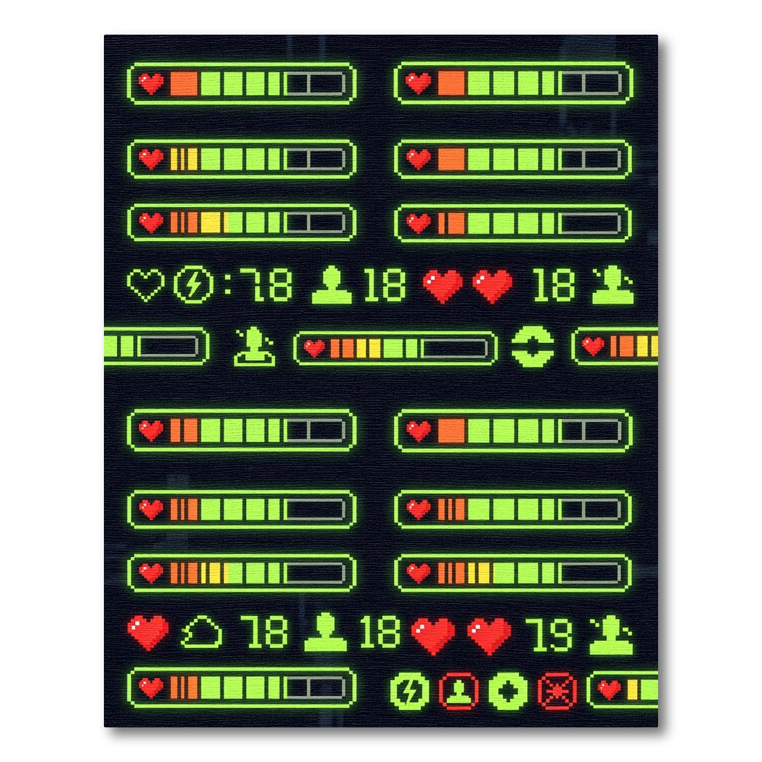 Neon Pixel Pulse Gaming Interface HUD Rug