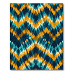 Teal Ochre Blue Jagged Chevron Rug