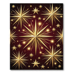 Golden Spiky Stars Dark Red Cosmos Rug