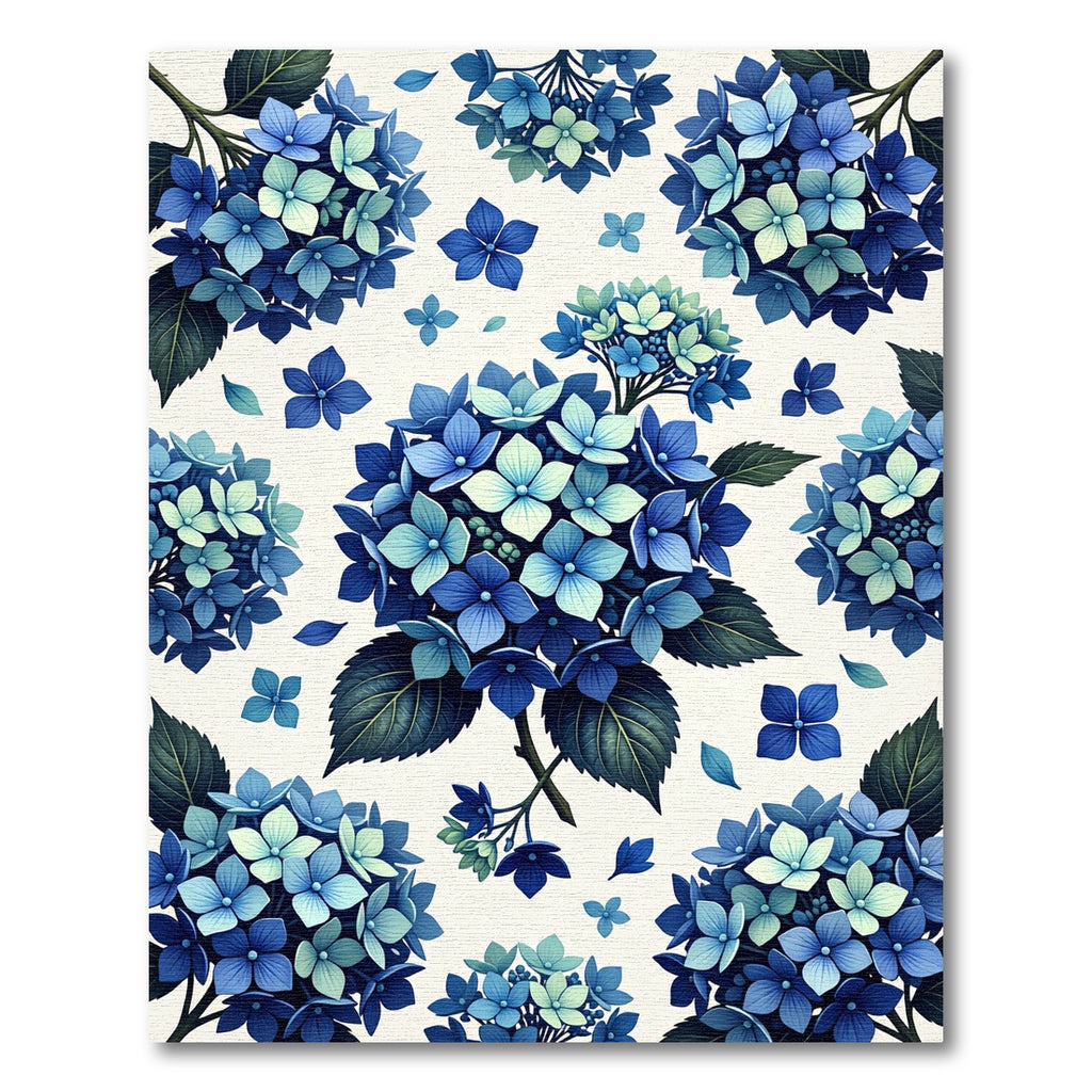 Deep Blue Hydrangea Floral Bloom Rug