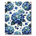 Deep Blue Hydrangea Floral Bloom Rug