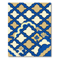 Navy and Gold Scalloped Shell Grid Rug