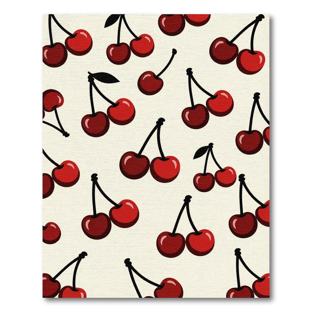 Playful Retro Red Cherry Illustration Rug
