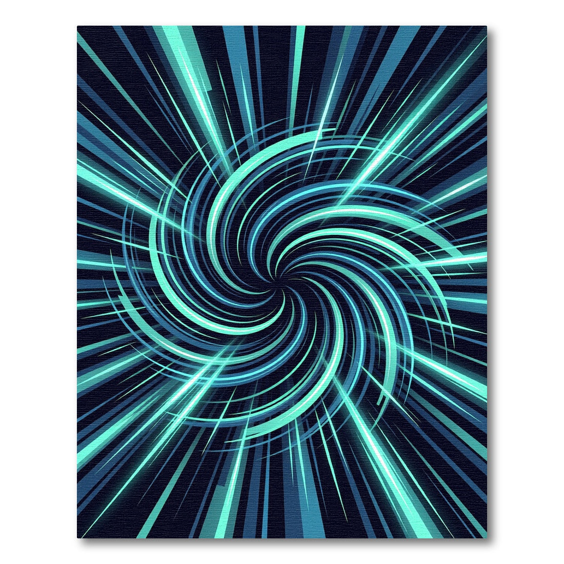 Electric Blue Neon Vortex Swirl Rug