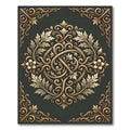 Opulent Gold Scrollwork Floral Medallion Rug