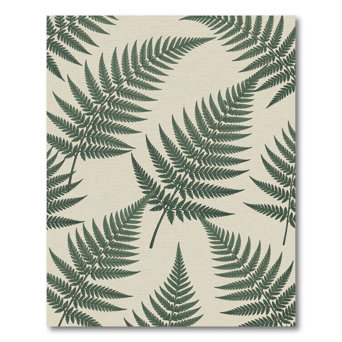 Dark Green Fern Botanical Pattern Rug