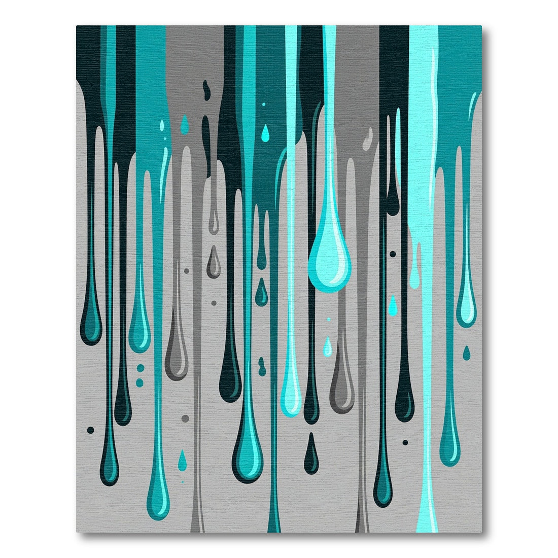 Teal Gray Drips Abstract Rug