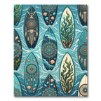 Coastal Teal Surfboard Dreamcatcher Kelp Art Rug